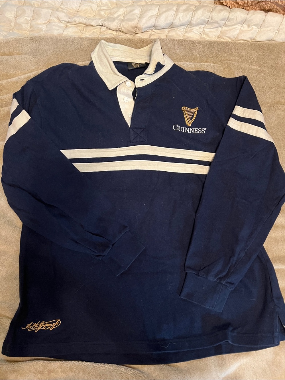 Guinness Navy and White Rugby Polo with Emblem